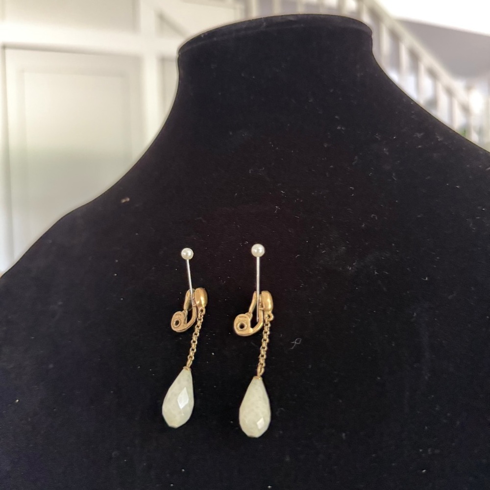 Gold and Ivory Drop Earrings Clip-on